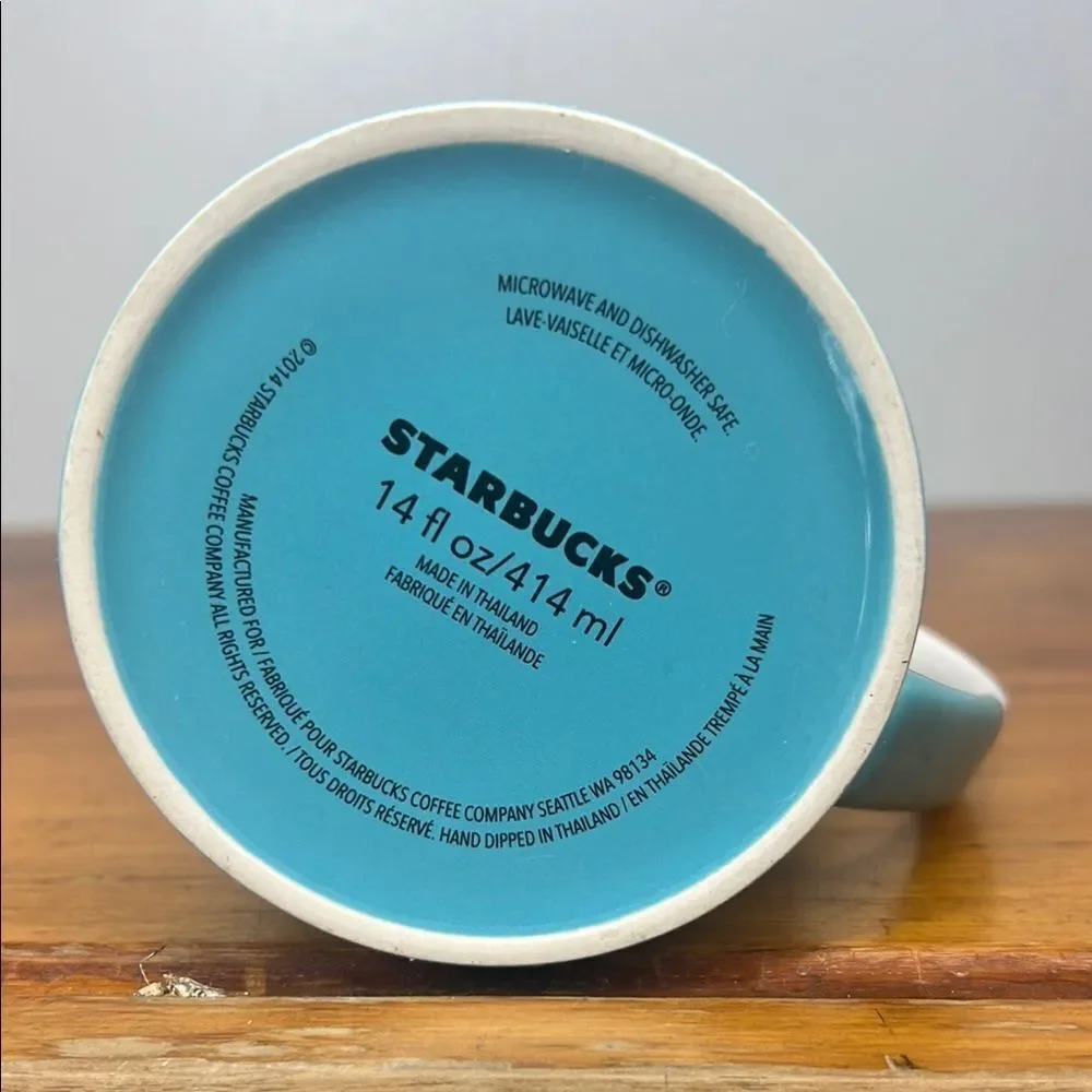 Starbucks White and Teal Mug